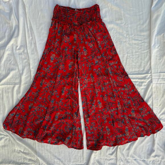 Karma Highway Palazzo Pants Wide Leg Smocked Elastic Waist OS fits S-M - Picture 1 of 6
